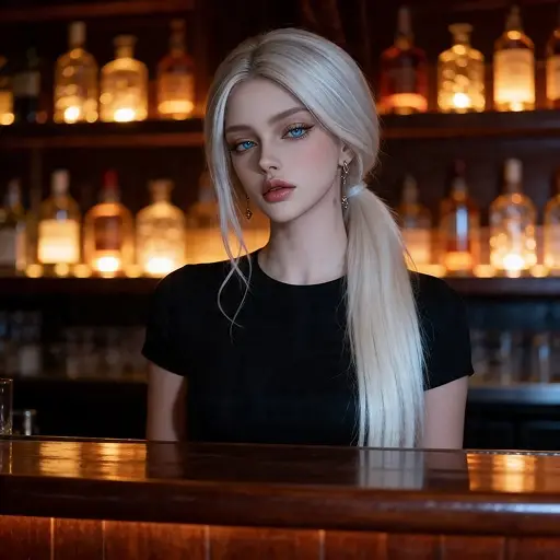 A Wollo character behind a bar