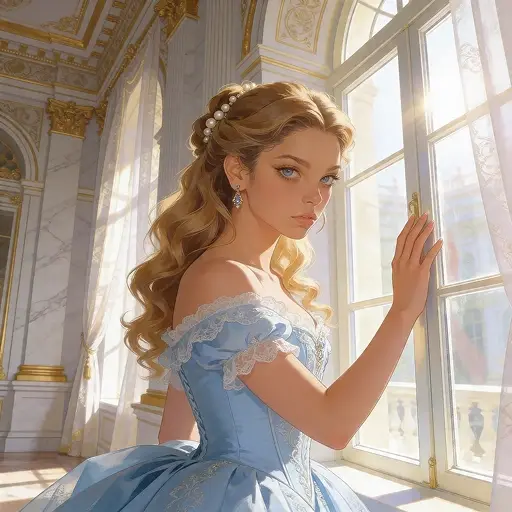 A Wollo character in a ballgown